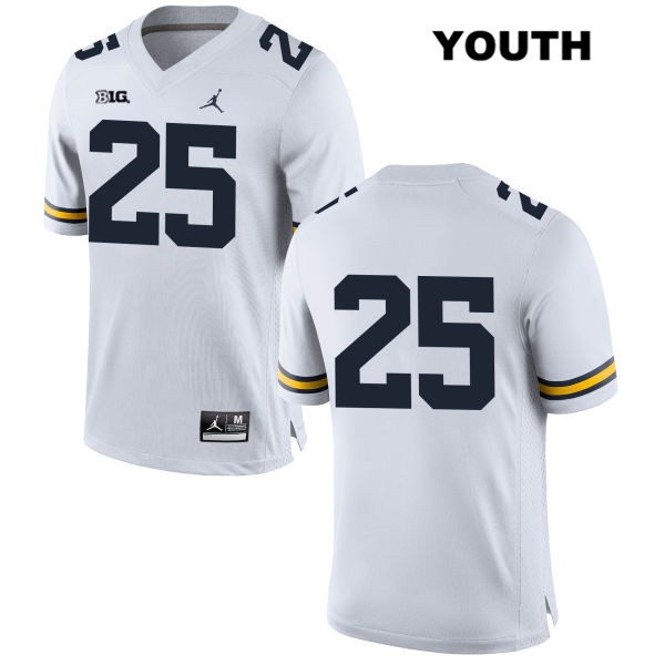 Youth NCAA Michigan Wolverines Hassan Haskins #25 No Name White Jordan Brand Authentic Stitched Football College Jersey ZO25I62AK